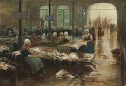 Lionel Walden The Fish Market, oil painting artist
